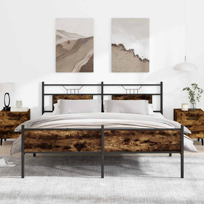 Metal Bed Frame without Mattress Smoked Oak 180x200 cm Super King