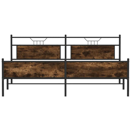 Metal Bed Frame without Mattress Smoked Oak 193x201 cm