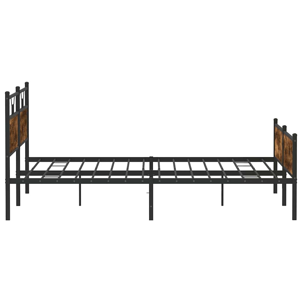 Metal Bed Frame without Mattress Smoked Oak 193x201 cm