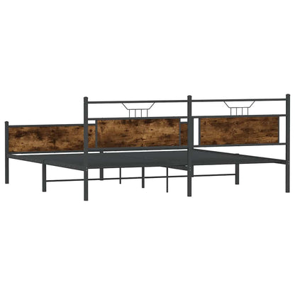 Metal Bed Frame without Mattress Smoked Oak 193x201 cm