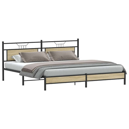 Metal Bed Frame without Mattress Sonoma Oak 193x201 cm