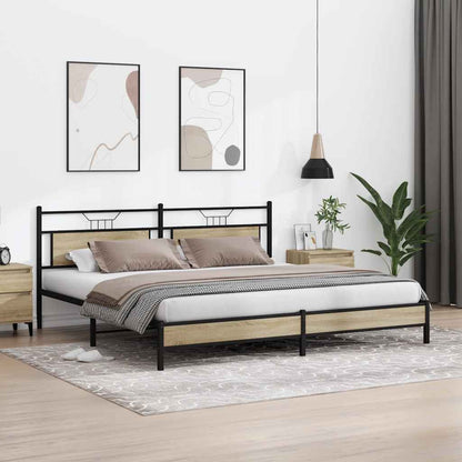 Metal Bed Frame without Mattress Sonoma Oak 193x201 cm