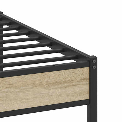 Metal Bed Frame without Mattress Sonoma Oak 180x200 cm Super King