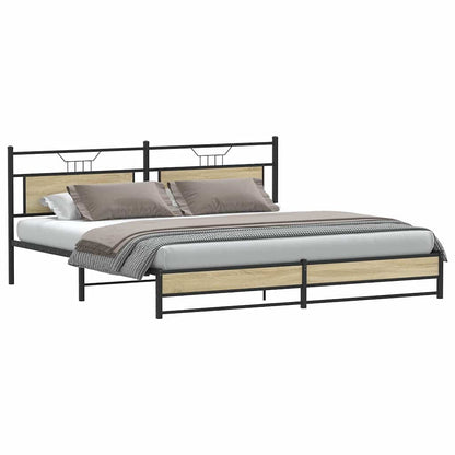 Metal Bed Frame without Mattress Sonoma Oak 200x200 cm