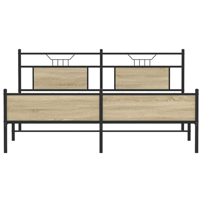 Metal Bed Frame without Mattress Sonoma Oak 160x200 cm