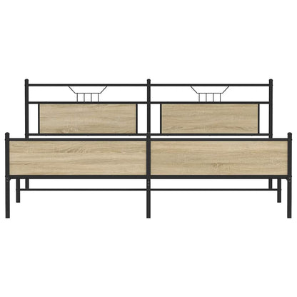 Metal Bed Frame without Mattress Sonoma Oak 200x200 cm