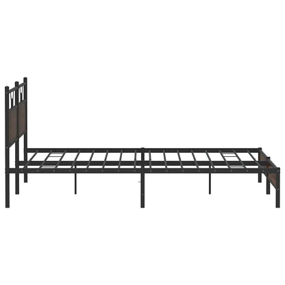 Metal Bed Frame without Mattress Brown Oak 193x201 cm
