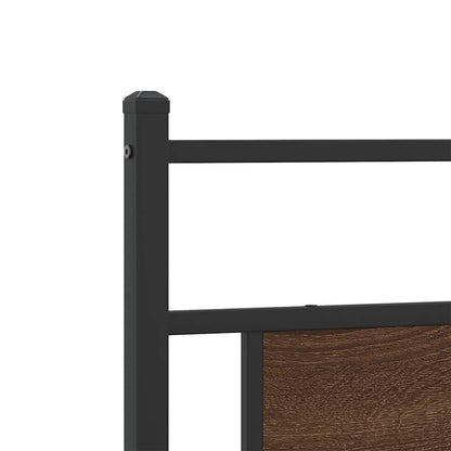 Metal Bed Frame without Mattress Brown Oak 193x201 cm