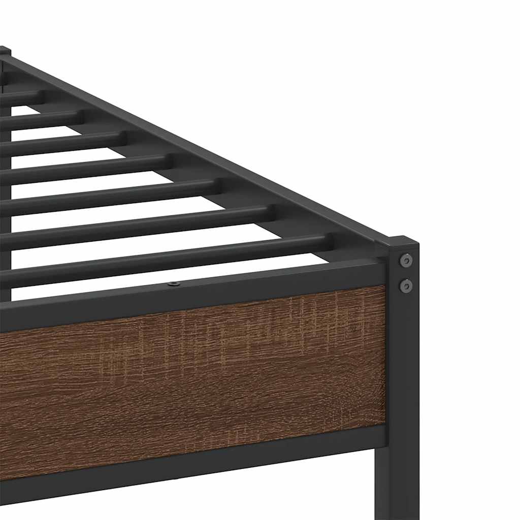 Metal Bed Frame without Mattress Brown Oak 180x200 cm Super King