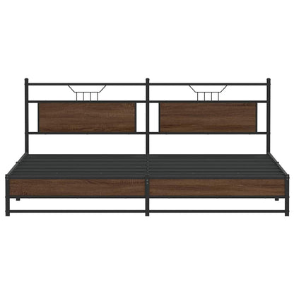 Metal Bed Frame without Mattress Brown Oak 193x201 cm