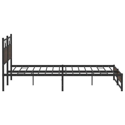 Metal Bed Frame without Mattress Brown Oak 193x201 cm