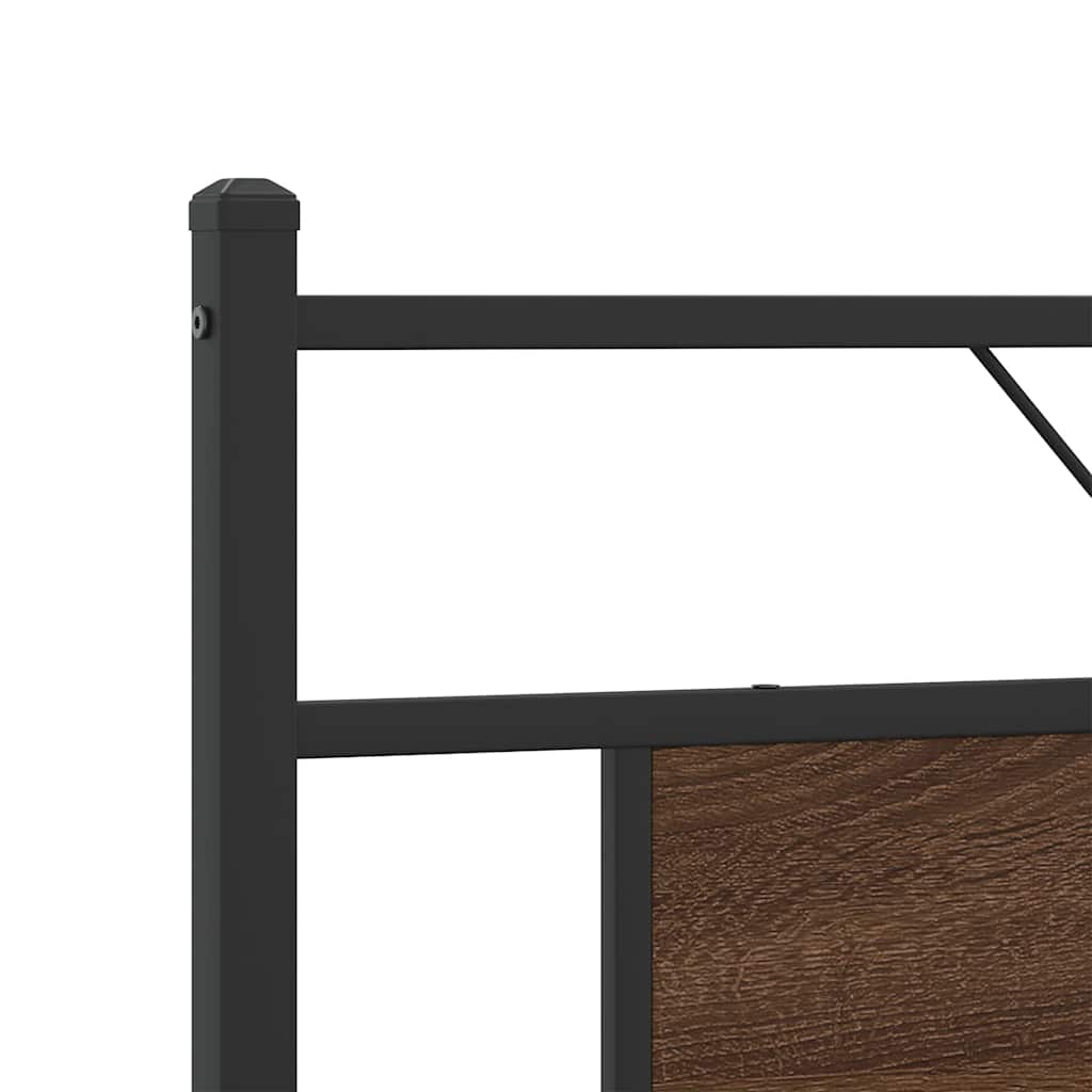 Metal Bed Frame without Mattress Brown Oak 160x200 cm