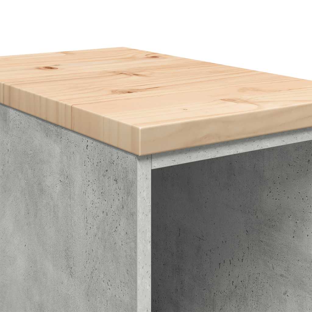 Garage Storage Cabinet Concrete Grey 30x51x85 cm Solid Wood Pine