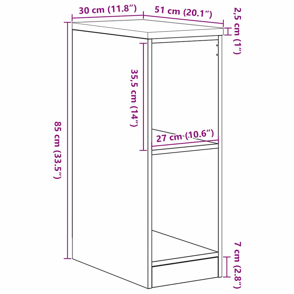 Garage Storage Cabinet Smoked Oak 30x51x85 cm Solid Wood Pine