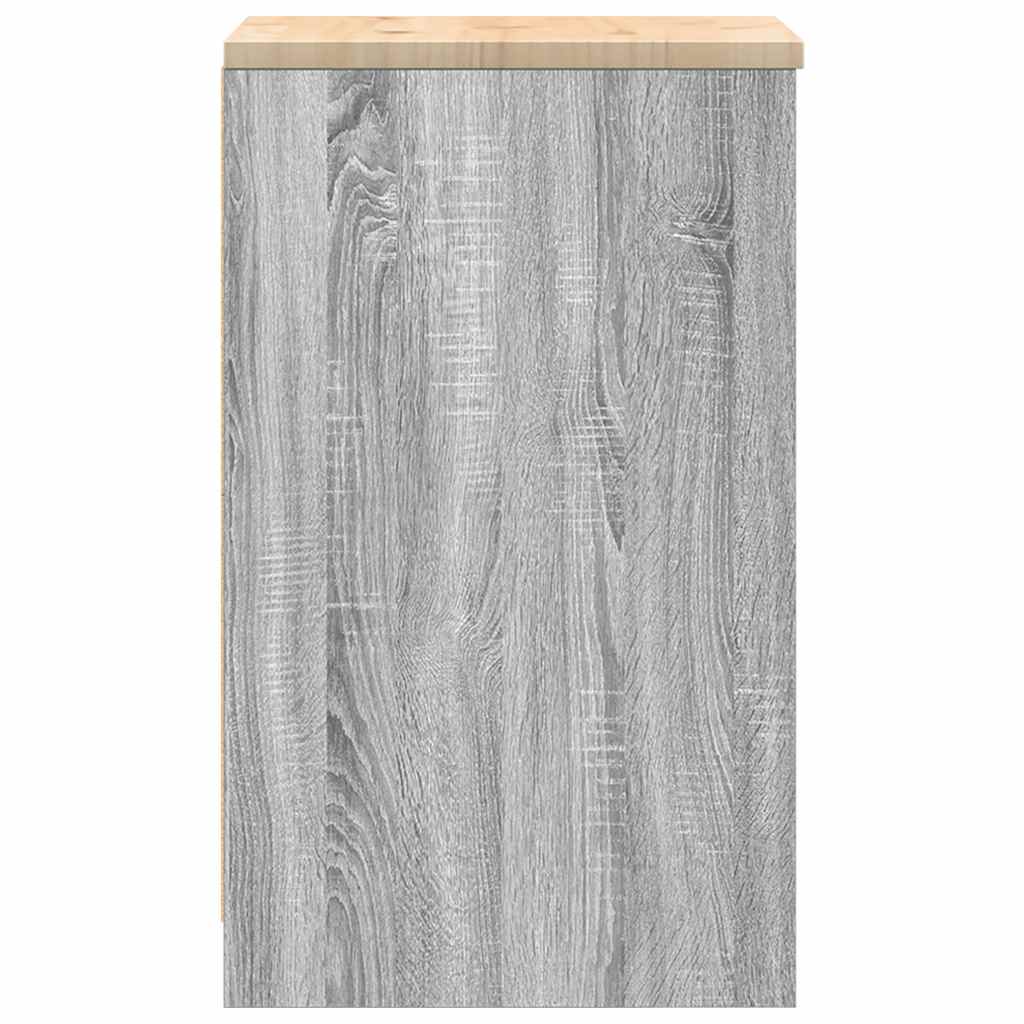 Garage Storage Cabinet Grey Sonoma 40x51x85 cm Solid Wood Pine