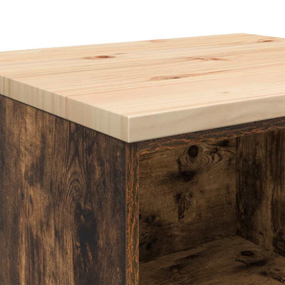 Garage Storage Cabinet Smoked Oak 60x51x85 cm Solid Wood Pine