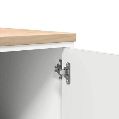 Garage Storage Cabinet White 30x51x85 cm Solid Wood Pine
