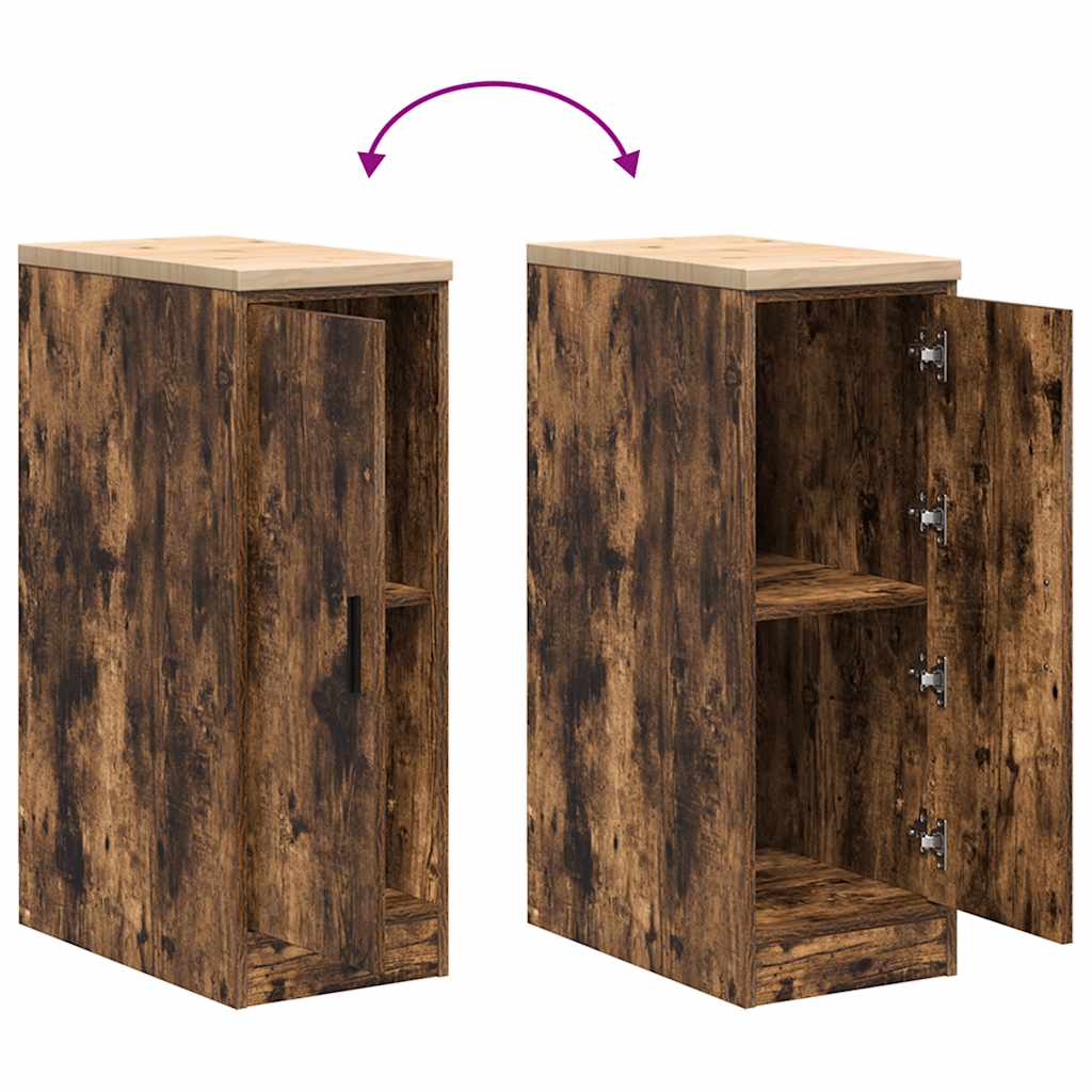 Garage Storage Cabinet Smoked Oak 30x51x85 cm Solid Wood Pine