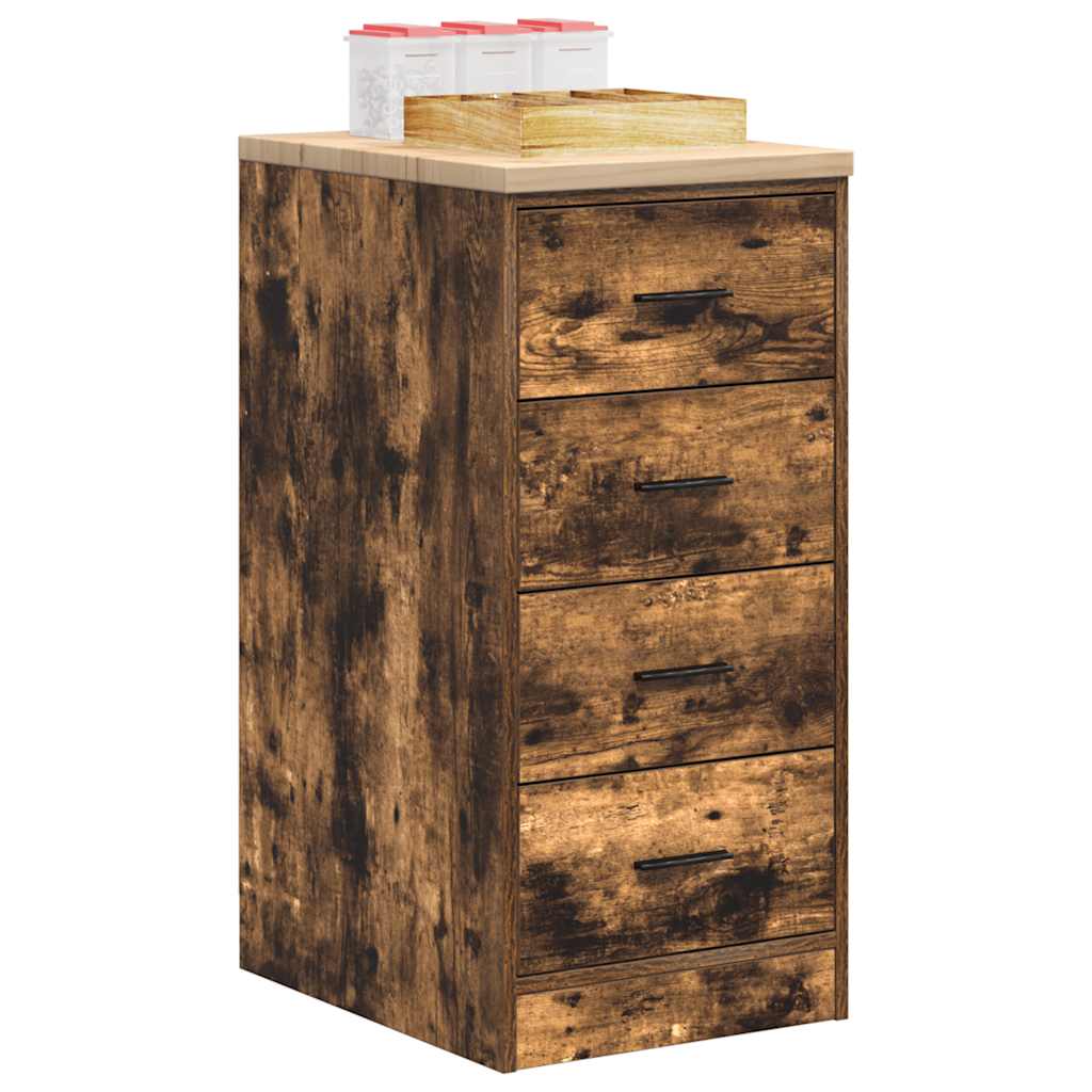 Garage Storage Cabinet Smoked Oak 40x51x85 cm Solid Wood Pine
