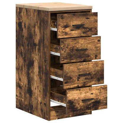 Garage Storage Cabinet Smoked Oak 40x51x85 cm Solid Wood Pine