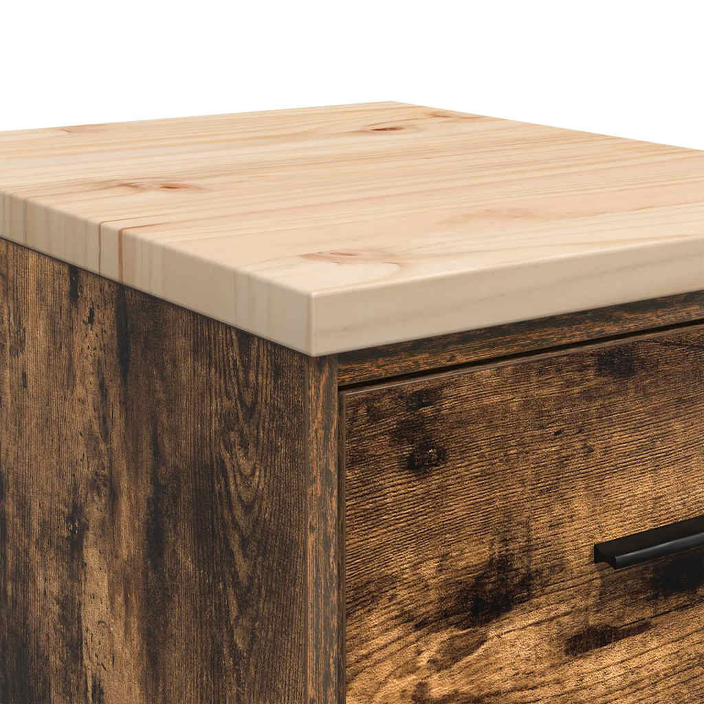 Garage Storage Cabinet Smoked Oak 40x51x85 cm Solid Wood Pine