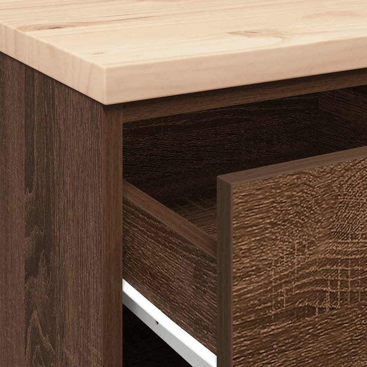 Garage Storage Cabinet Brown Oak 40x51x85 cm Solid Wood Pine