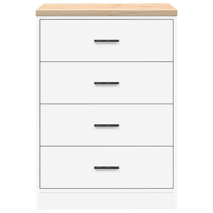 Garage Storage Cabinet White 60x51x85 cm Solid Wood Pine