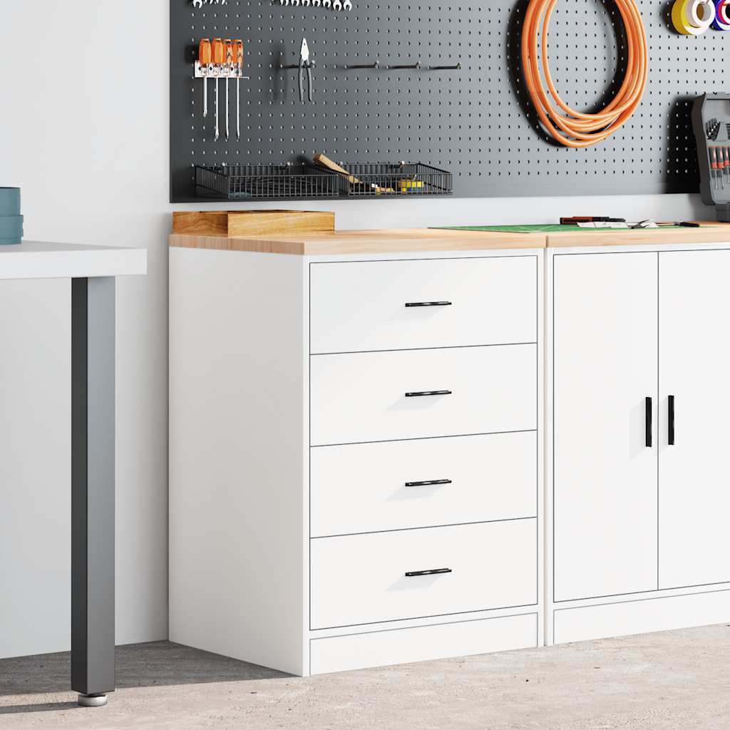 Garage Storage Cabinet White 60x51x85 cm Solid Wood Pine