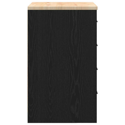 Garage Storage Cabinet Black 60x51x85 cm Solid Wood Pine