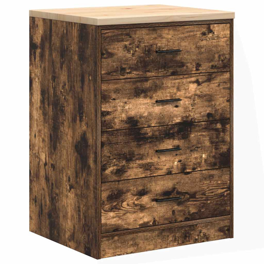 Garage Storage Cabinet Smoked Oak 60x51x85 cm Solid Wood Pine
