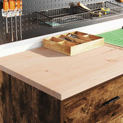 Garage Storage Cabinet Smoked Oak 60x51x85 cm Solid Wood Pine