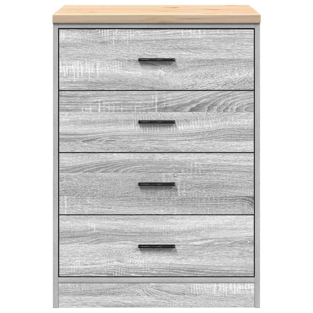 Garage Storage Cabinet Grey Sonoma 60x51x85 cm Solid Wood Pine