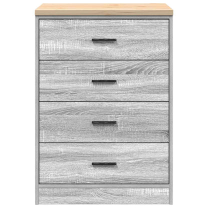 Garage Storage Cabinet Grey Sonoma 60x51x85 cm Solid Wood Pine