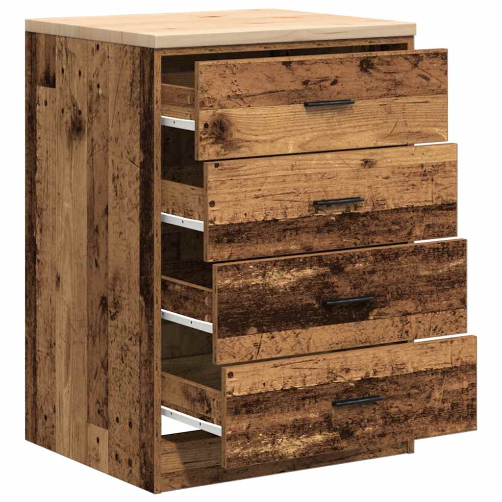 Garage Storage Cabinet Old Wood 60x51x85 cm Solid Wood Pine