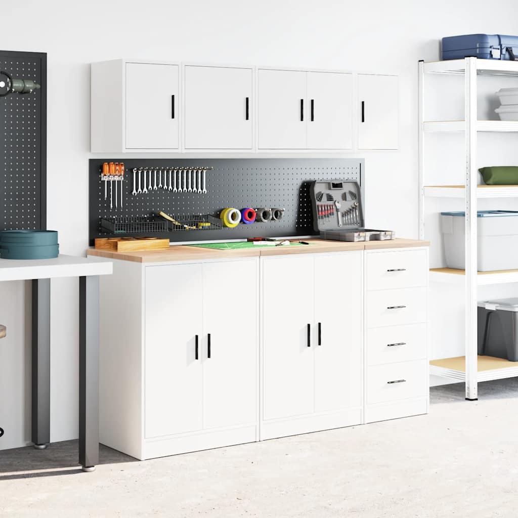 Garage Wall Cabinet White Engineered Wood