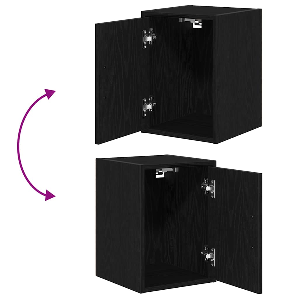 Garage Wall Cabinets 2 pcs Black Engineered Wood