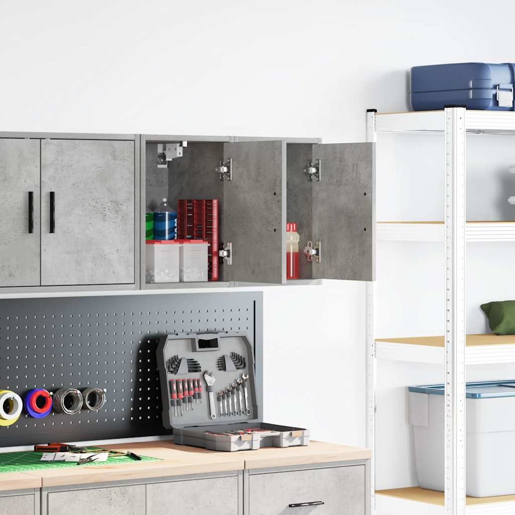 Garage Wall Cabinets 2 pcs Concrete Grey Engineered Wood