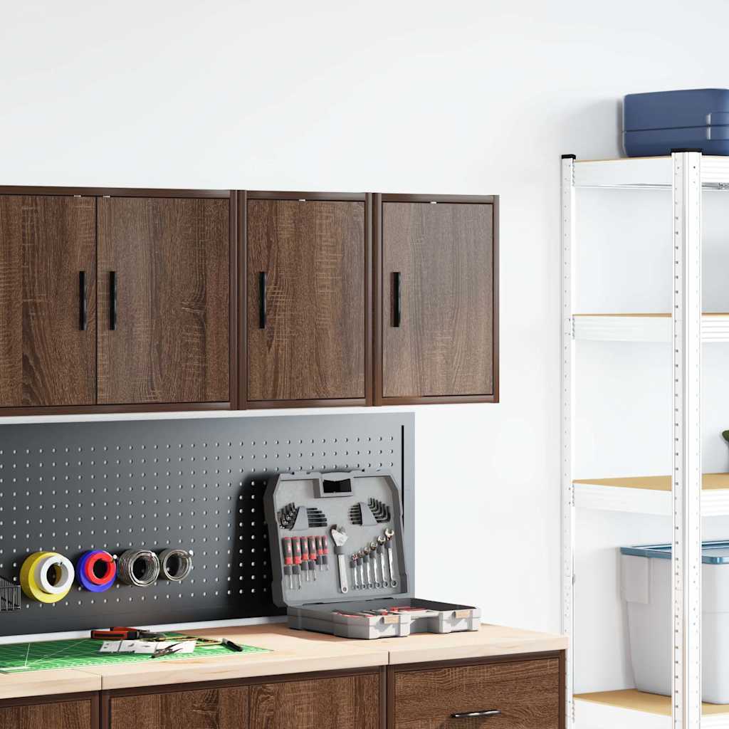 Garage Wall Cabinets 2 pcs Brown Oak Engineered Wood