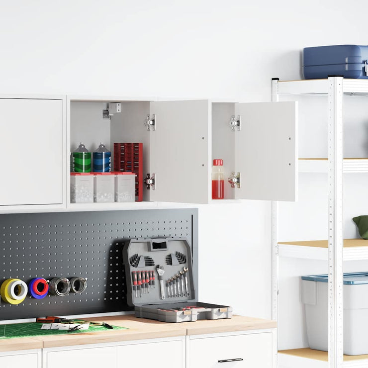 Garage Wall Cabinets 2 pcs White Engineered Wood