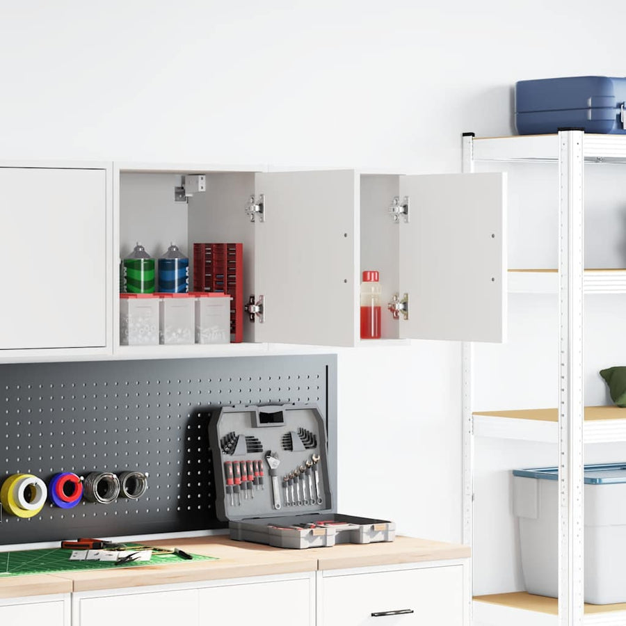 Garage Wall Cabinets 2 pcs White Engineered Wood