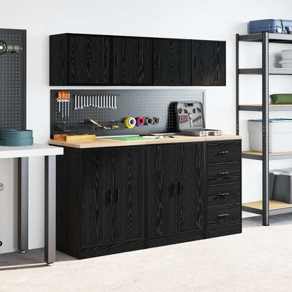 Garage Wall Cabinets 2 pcs Black Engineered Wood