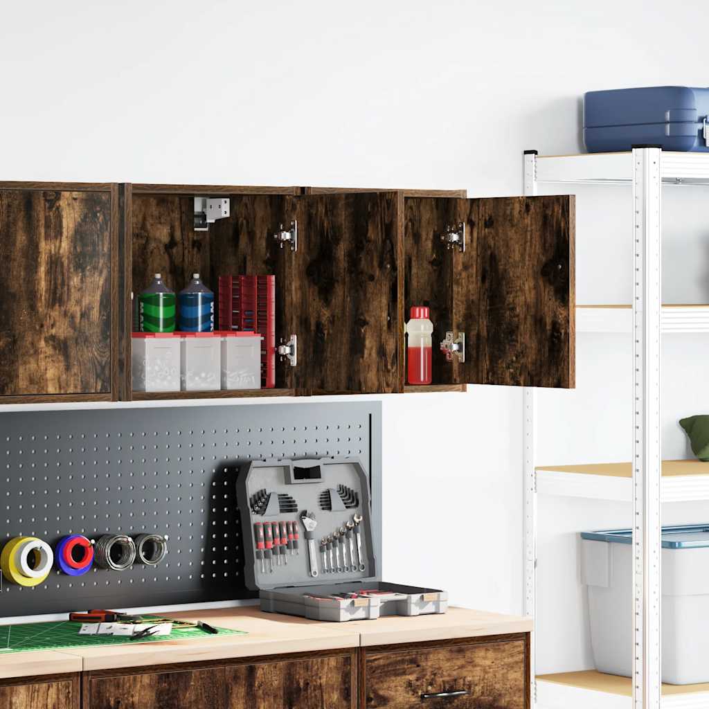 Garage Wall Cabinets 2 pcs Smoked Oak Engineered Wood