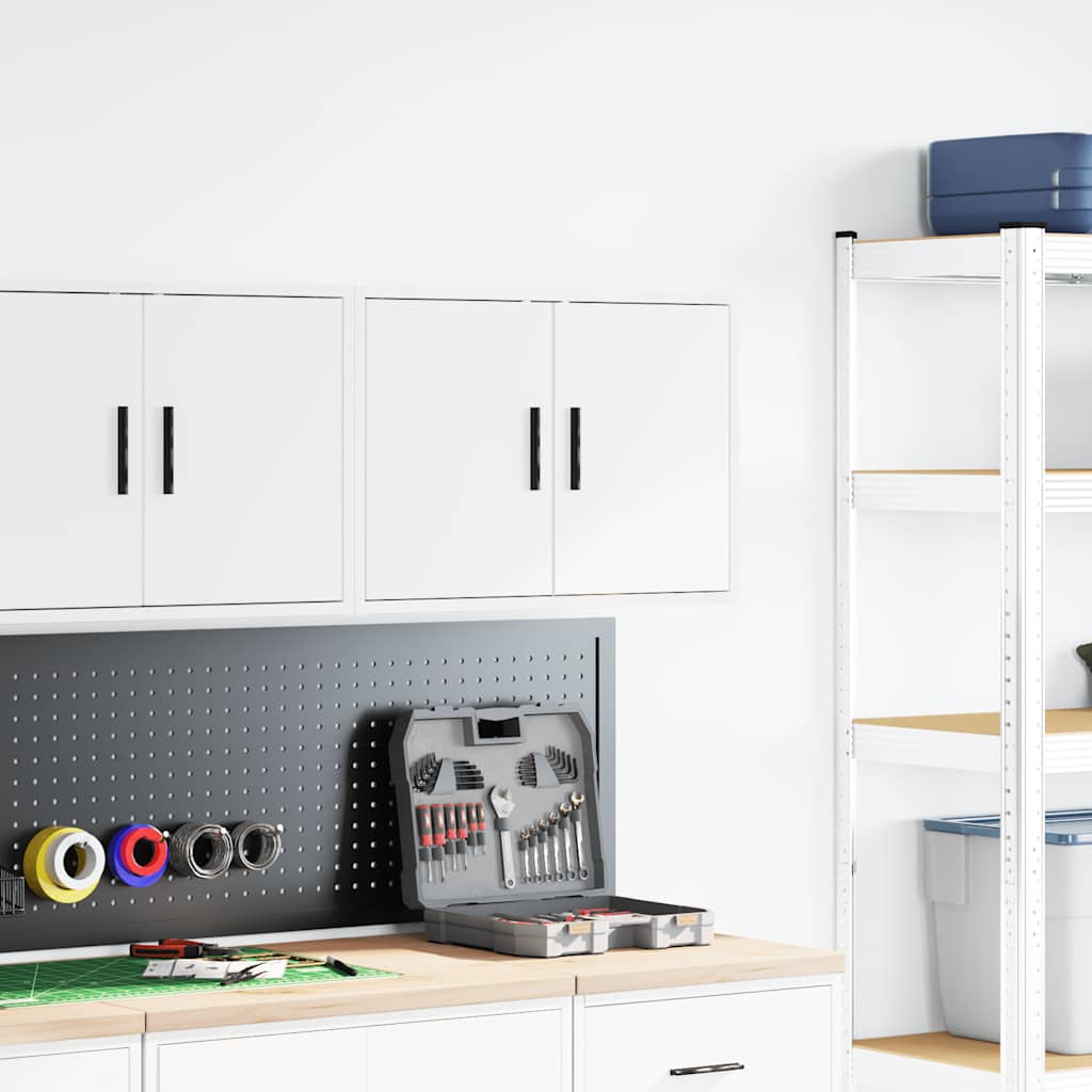 Garage Wall Cabinet White Engineered Wood