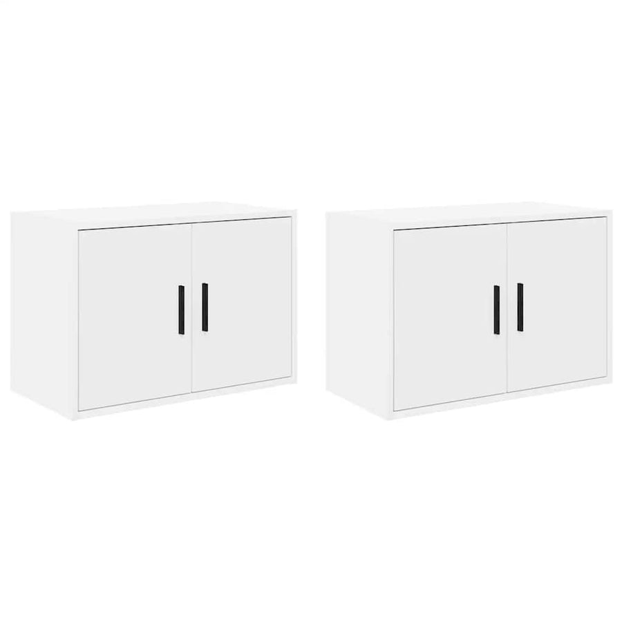 Garage Wall Cabinets 2 pcs White Engineered Wood
