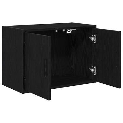 Garage Wall Cabinet Black Engineered Wood
