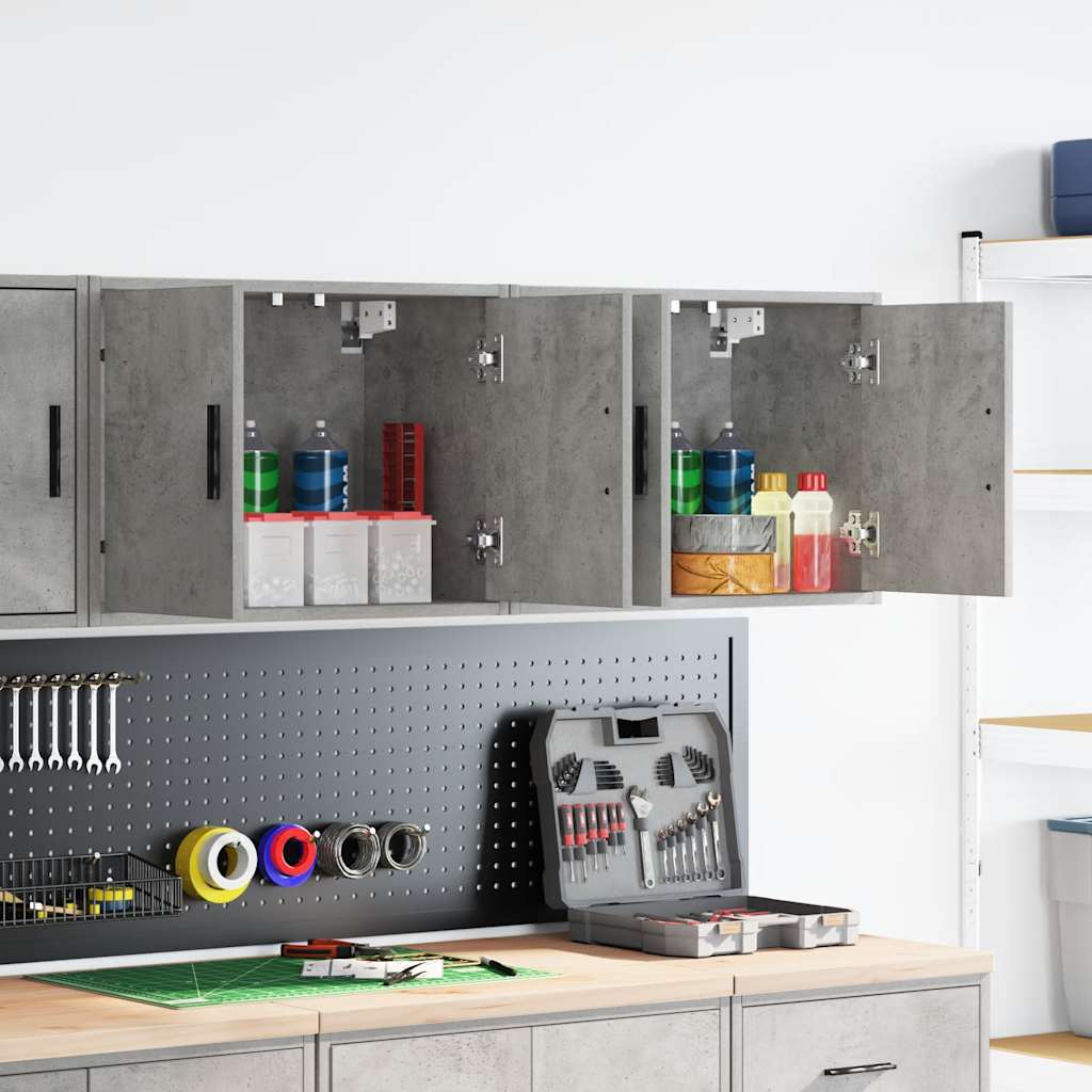 Garage Wall Cabinets 2 pcs Concrete Grey Engineered Wood