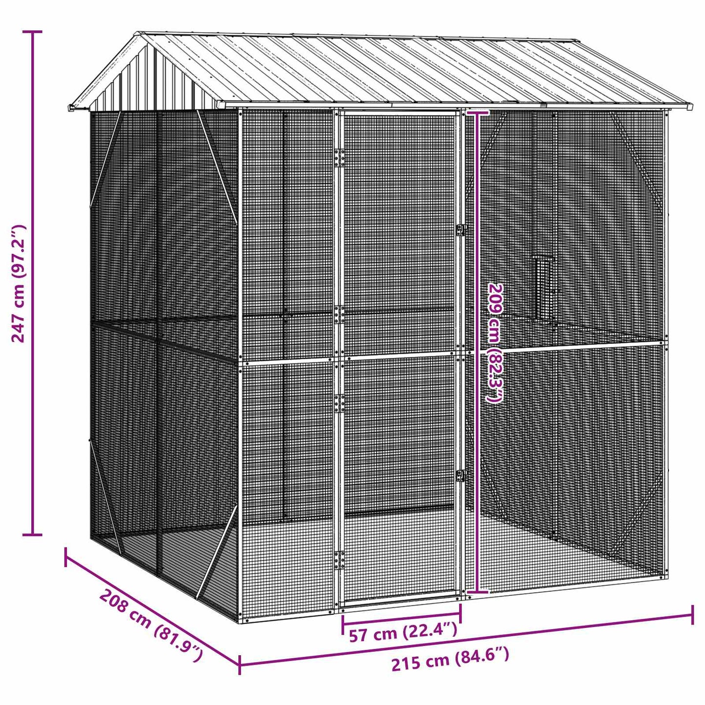 Bird Cage Anthracite 215 x 208 x 247 cm