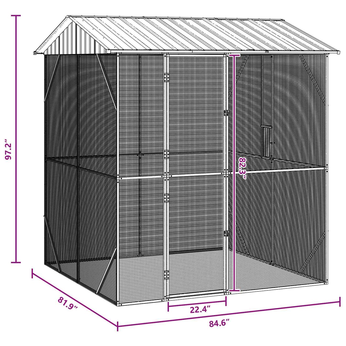 Bird Cage Anthracite 215 x 208 x 247 cm Galvanised Steel