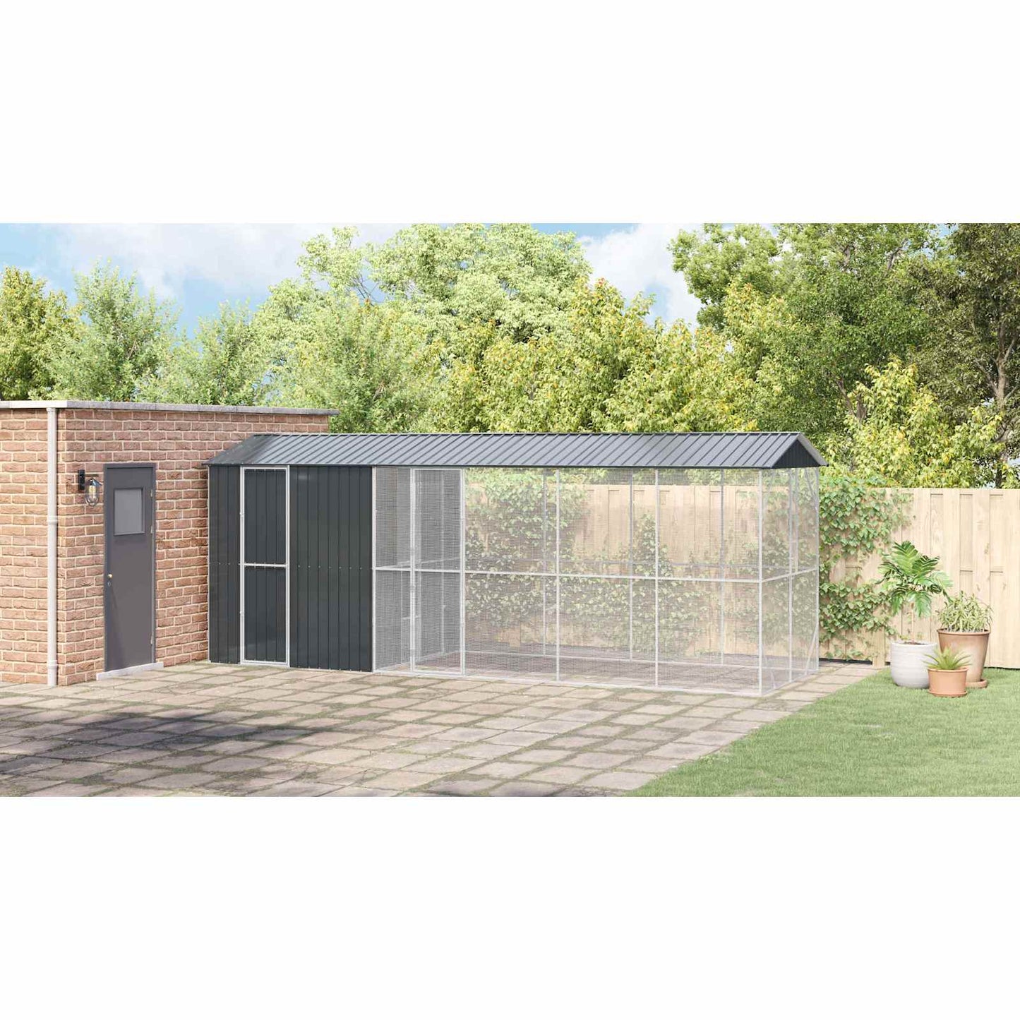 Bird Cage Anthracite 645 x 208 x 247 cm Galvanised Steel