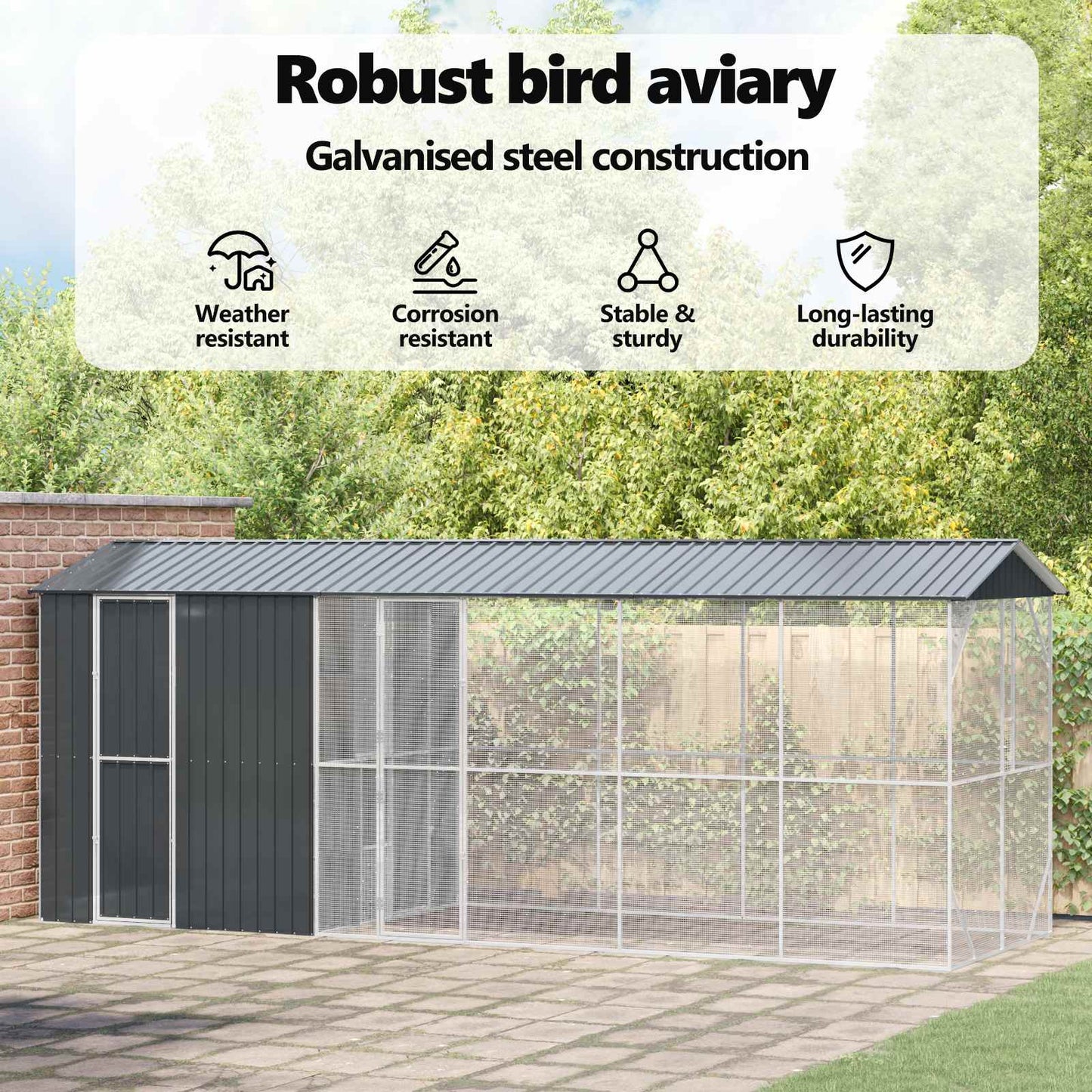 Bird Cage Anthracite 645 x 208 x 247 cm Galvanised Steel
